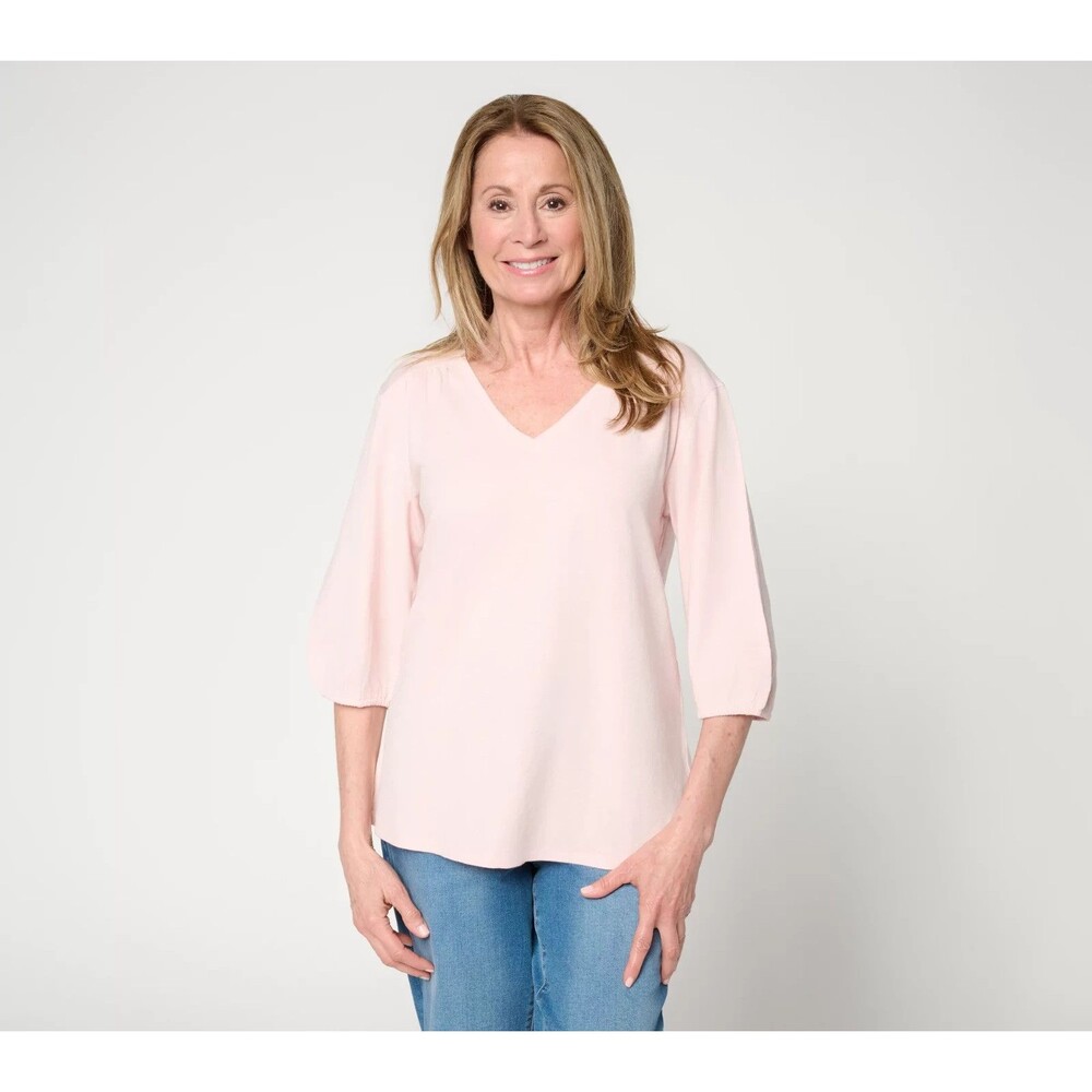 Ree by the Pioneer Woman Essential Slub Knit V-Neck Top She’ll Pink Sz XS